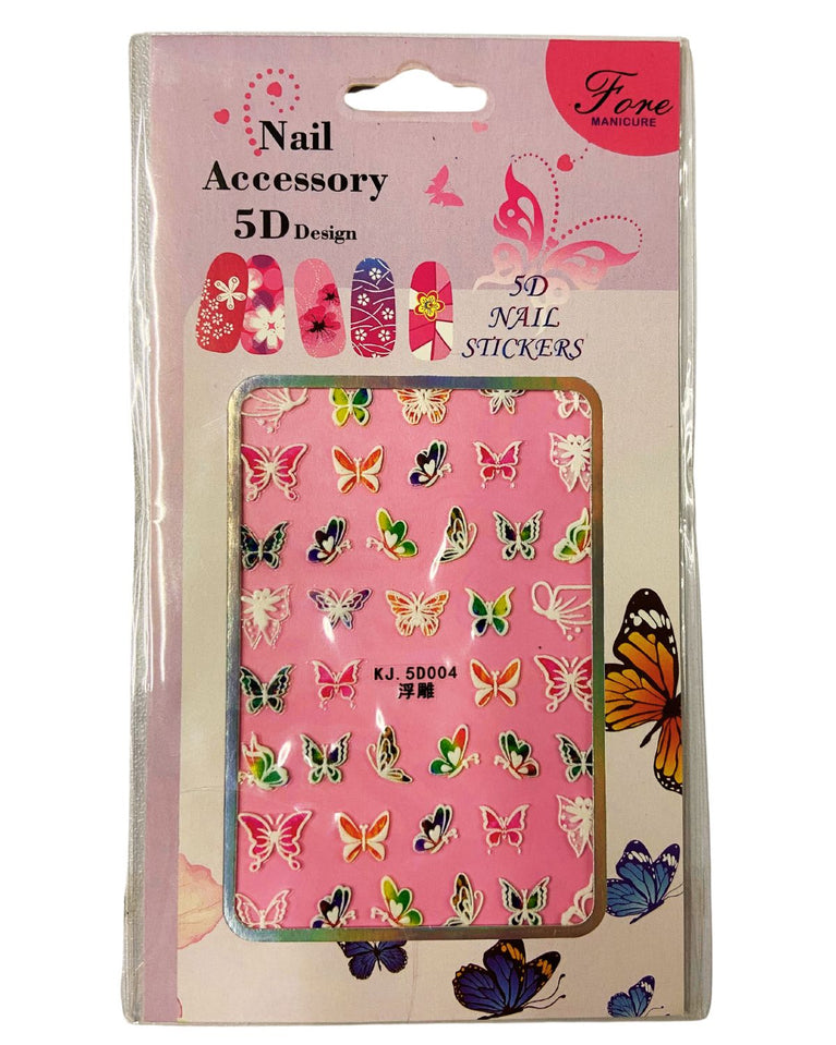 PINK BODER AND COLORFULL BUTTERFLY NAIL ART STICKER  size : 6×3.50IN Pack :48 pcs