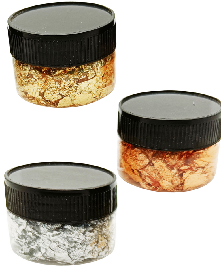 Snoog foil flakes gold silver and copper in pack of 3 to 4 gram of bottle- pack-3=9 container