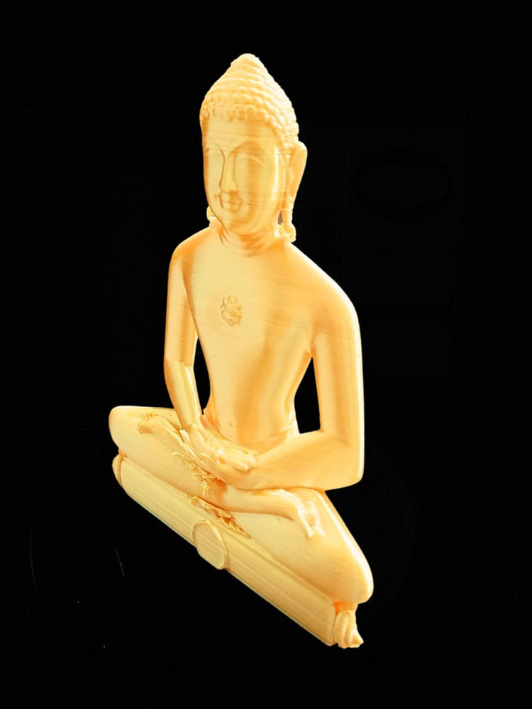 SNOOGG 3D Gold 3 inch Mahaveer Jain Mahavir Swami Murti Statue Idol Sculpture Figurine. for use in Your cart and Craft Creation, Resin Art, DIY - 3 Inch