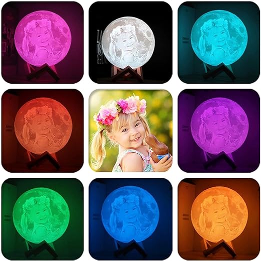 SNOOGG Mind-Glowing Moon Lamp - 3D Moon Night Light for Kids Bedroom – DC 5V USB Cable 16 Color LED Moon Ball for Space Decor - Globe Nightlight with Stand and Remote (6 Inch)