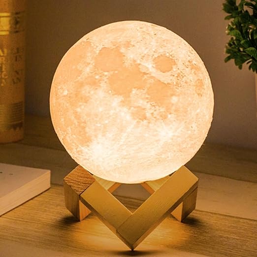 SNOOGG Mind-Glowing Moon Lamp - 3D Moon Night Light for Kids Bedroom – DC 5V USB Cable White Light LED Moon Ball for Space Decor - Globe Nightlight with Stand (4inch-6inch)Inch)