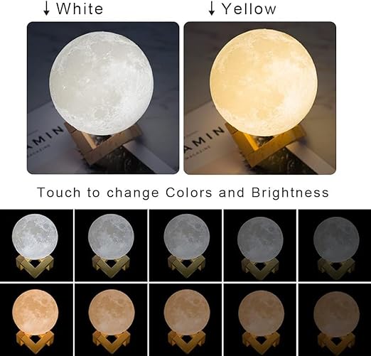SNOOGG 4,5,6 and 7 inch 16 Color, Touch Function, Rechargeable, Wireless Moon Lamp for Home Décor, Bedroom, Living Room, Birthday Gifts for Kids (4 iNCH)