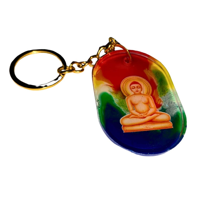 Jainism Theme key chain made from epoxy resin in multi-color. Pack of 1 pc each. size approx. 2 to 2.5 inch . highly glossy finish