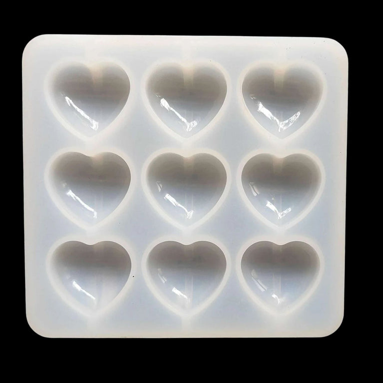 SNOOGG Pack of 1 Heart Shape Silicone Epoxy Resin Mold, 9 Cavities, 3 x 2.8 cm, 1 cm Deep, for Keychain, Jewellery & Resin Art Making