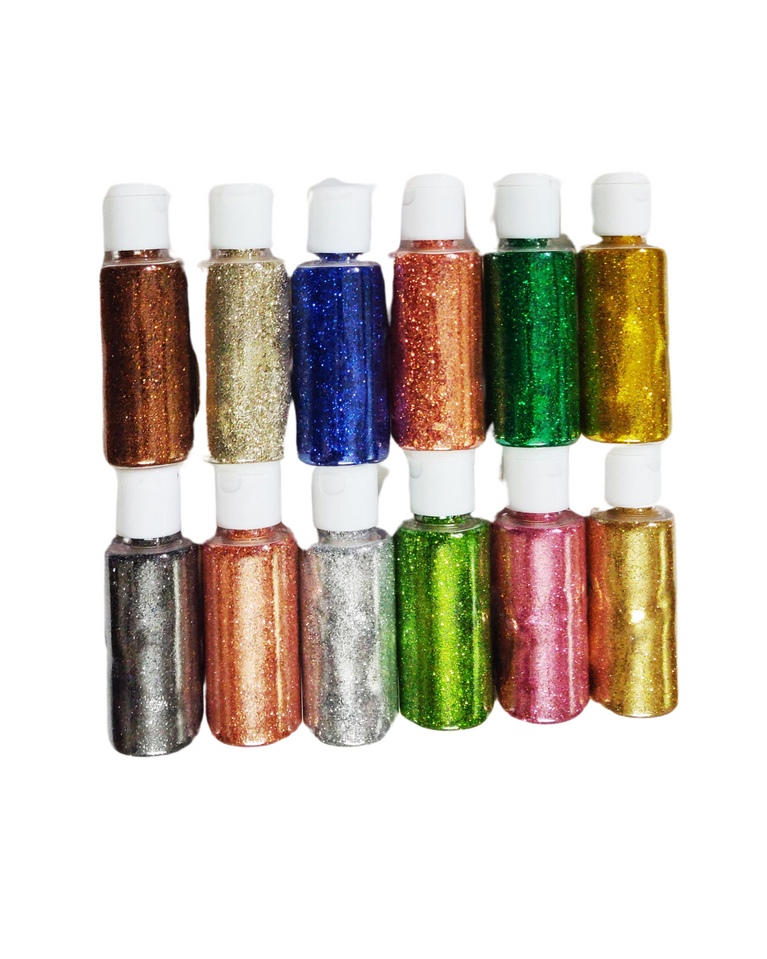 SNOOGG Fine Glitter for Crafts DIY Resin Art tumblers Candle Slime Making, Face Eyeshadow Nail Art Slime. 50 Gram  Pack of 12 Piece