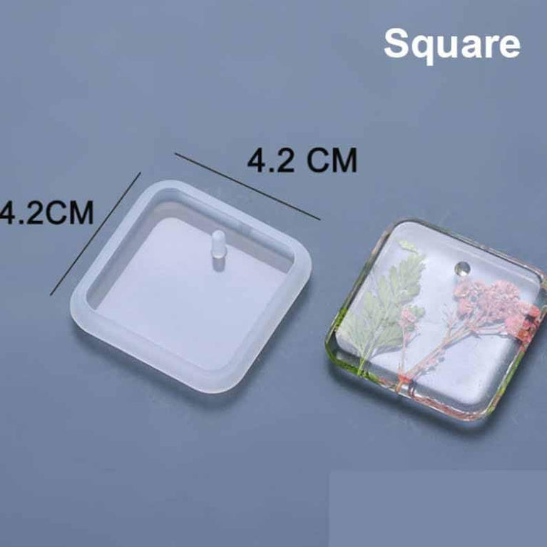 Snoogg Pack of 6 Resin Molds for Pendant,Resin Card Silicone Mold,Heart, Round, Oval, Square, Rectangular, Hanging Resin Mold for Jewellery Keychain and More