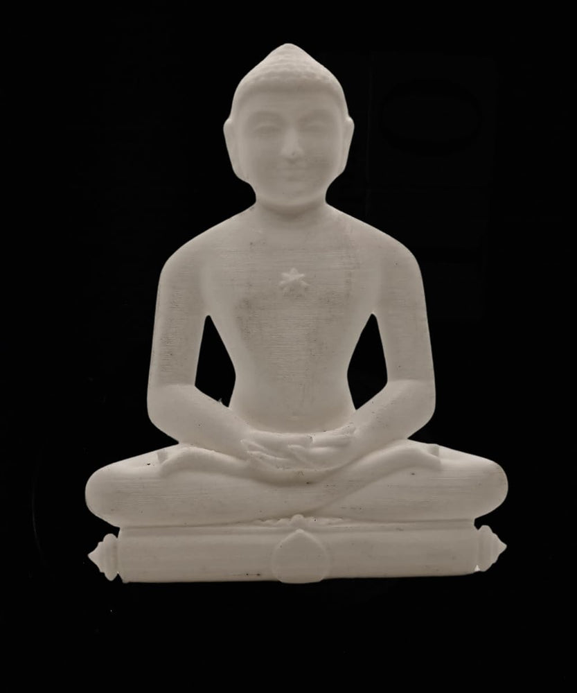 SNOOGG 3D White 3 inch Mahaveer Jain Mahavir Swami Murti Statue Idol Sculpture Figurine. for use in Your cart and Craft Creation, Resin Art, DIY