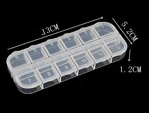 SNOOGG 12 Compartmet Portable Fold Flip multipurpose Organizer Small compartment PP Empty Container Box for - Medicine, small accessories, travel trip pocket purse storage