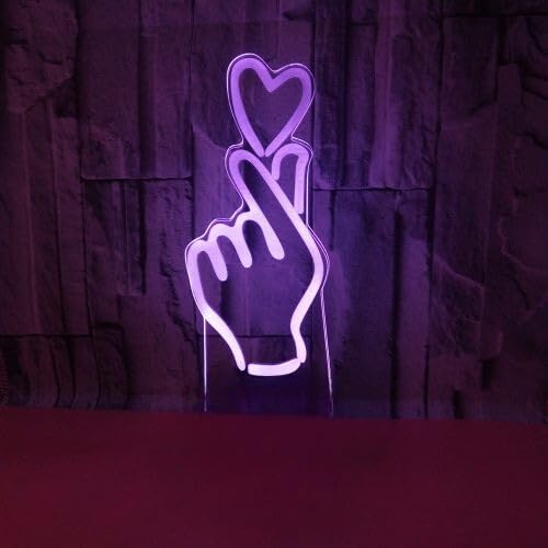 SNOOGG USB Acrylic Night Light LED Table Desk Bedroom Decor Gift Warm Table Lamp for Bedroom Living Room and More (Heart Hand)