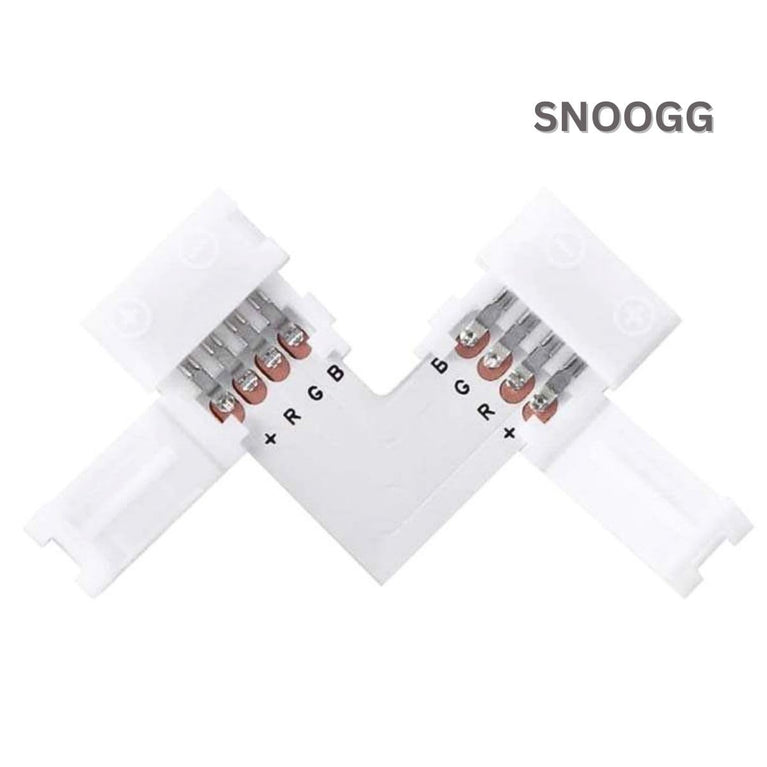 SNOOGG 15 Pack L Shape 4-Pin 8 mm RGB LED Light Strip Corner Connectors, Right Angle Solderless and GaplessQuick Terminal Wire Connector for Wire LED Strip Light Wire Connecting