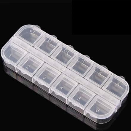 SNOOGG 12 Compartmet Portable Fold Flip multipurpose Organizer Small compartment PP Empty Container Box for - Medicine, small accessories, travel trip pocket purse storage