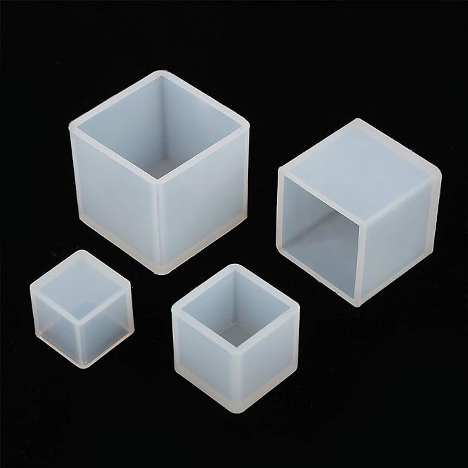 Belerry 4 PCS Square Resin Casting Mold Cube Silicone Molds for DIY Art Craft Making Silicone Clear Casting Molds, 4 Sizes