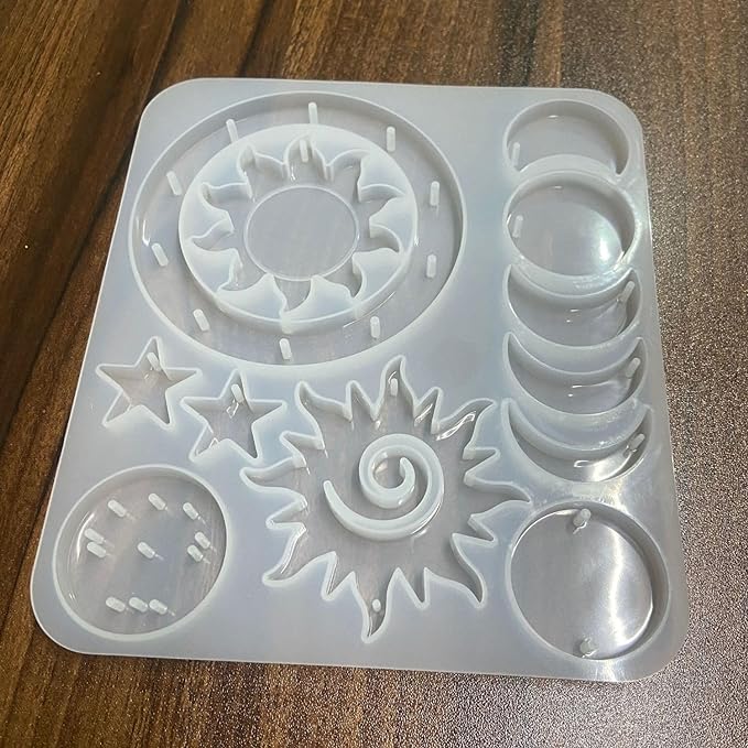 Snoogg Moon Phase Resin Mould, Sun Mould Star Silicone Mould, Full Moon Epoxy Moulds Set Wall Hanging Decoration for Bedroom, Living Room, Apartment or Dorm