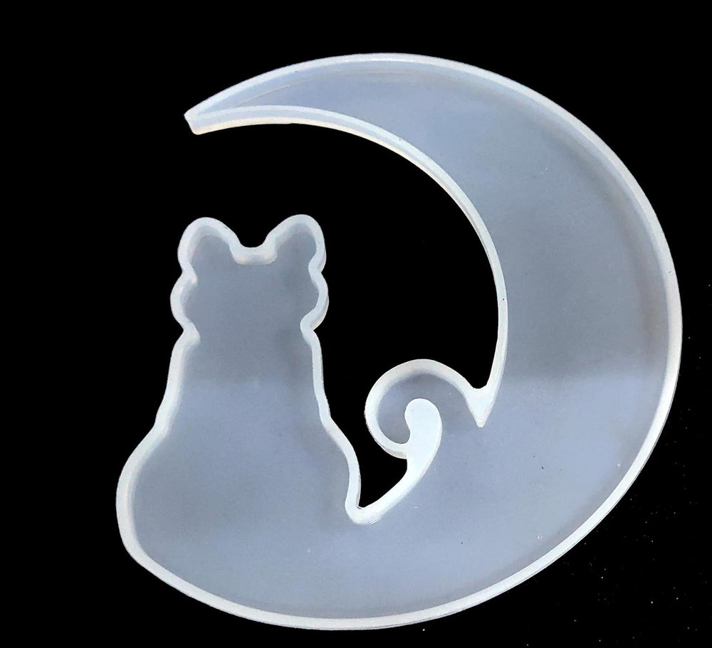 Silicone Mould for Resin Art Casting etc. Design Moon cat and fairy 2 mould as set Size  5 inch approx. Pack Of 1 Sets/Units