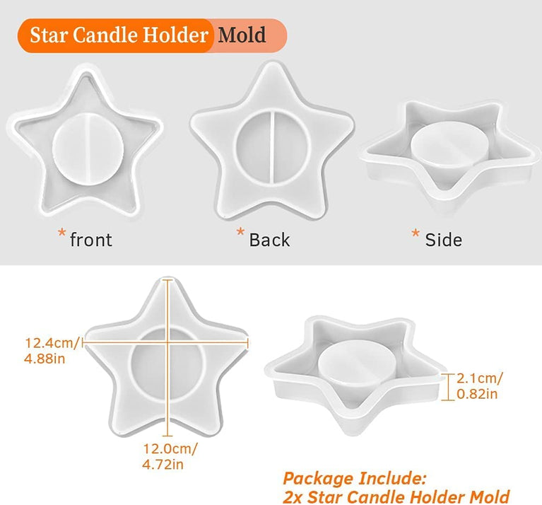 SNOOGG Pack 1 Tea Light Candle Holder Star Shape Silicone Moulds Use for Resin Casting for Event, Resin Art, Wedding, Anniversary Gifts