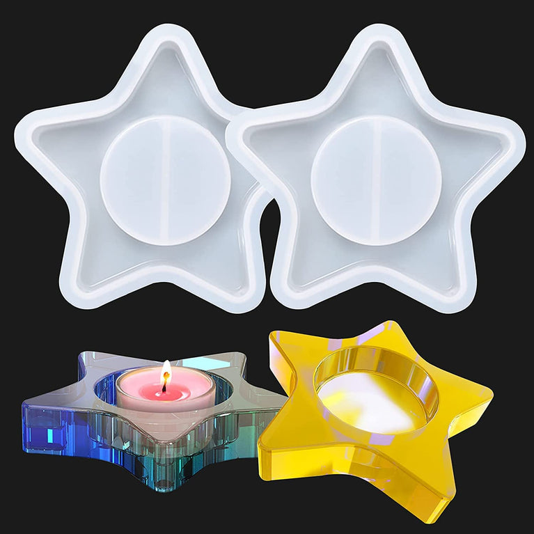 SNOOGG Pack 1 Tea Light Candle Holder Star Shape Silicone Moulds Use for Resin Casting for Event, Resin Art, Wedding, Anniversary Gifts