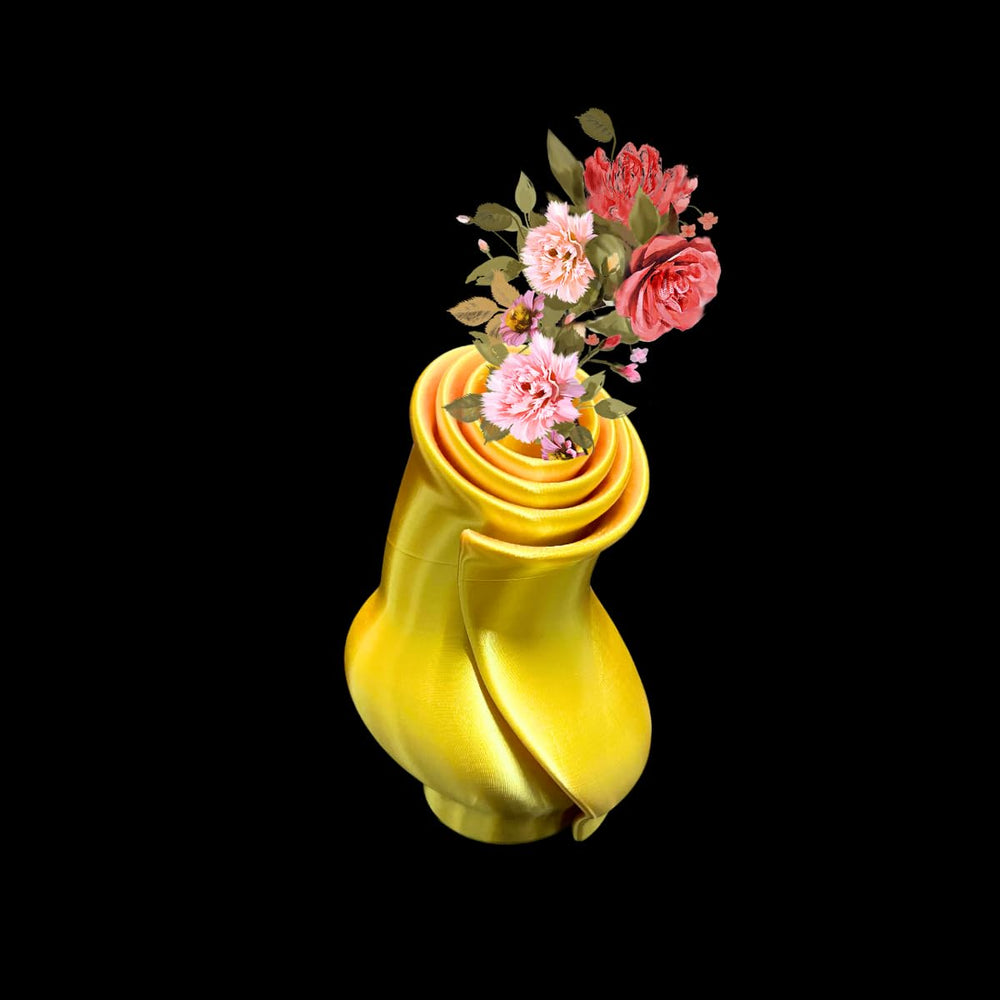 3D Printed Golden PETG Silk Modern Flower Designer Vase for Flowers, Decorative Vases Centre Pieces for Table Home Office DÃ©cor â€“ 6 Inch.