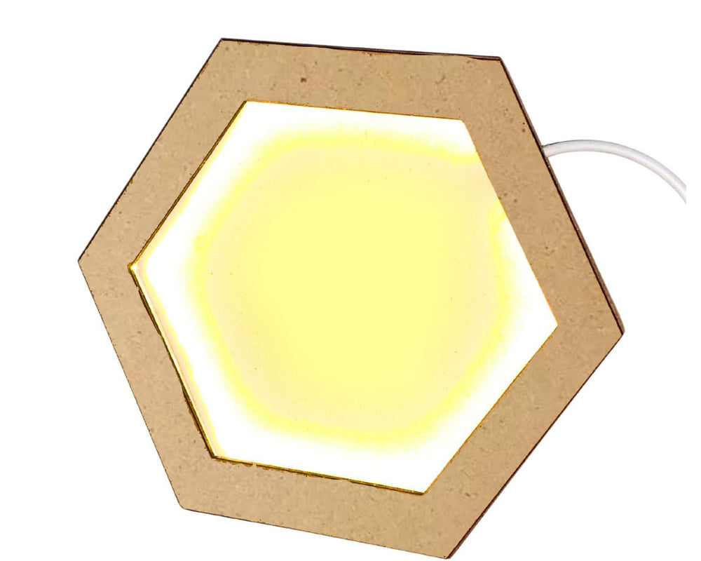 SNOOGG 12 inch Lighted Hexagon Frame to Elevate your creativity ands collection ideal for pictures, signs, paintings, and art displays. Built-in LED lights to highlight your creations and display