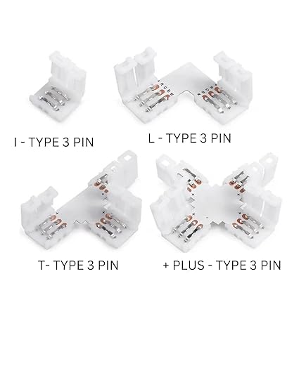 SNOOGG 10 Pack + PLUIS Shape 3 pin Solderless and Gapless Connector 8 mm Unwired for LED Strips Terminal Extension 12V 72W