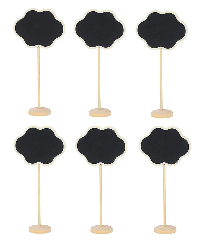 Snoogg Pack of 6 Pcs Mini Chalkboard Signs Small Cloud Shape Chalkboards Blackboard for Weddings, Message Board Signs, Kids Projects, with Chalk Cloud 6 Pc