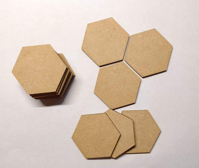 Snoogg MDF Pine Wood for Art and Craft for Resin Art, Mandala Art, Painting, Student Project, DIY Project. Shape Hexagon Size 8 Inch Pack of 15