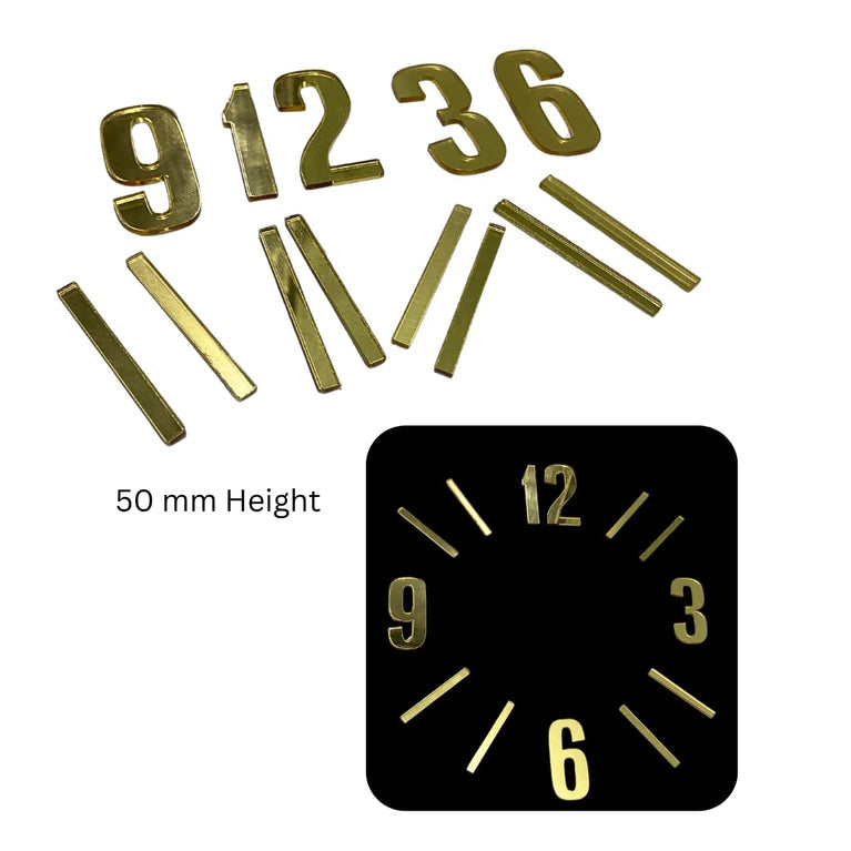 SNOOGG Pack of 2 Gold Acrylic Clock Numbering parts size 2 Inch for resin art clock making diy craft and more