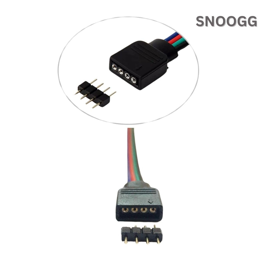 SNOOGG 15 Pack of 4 pin RGB Female Needle pins Extension Connector with 4 core Wire 6 cm for Flexible led Strip gapless Adaptor Terminal Quick Terminal Wire Connector LED Strip Light Wire Connecting