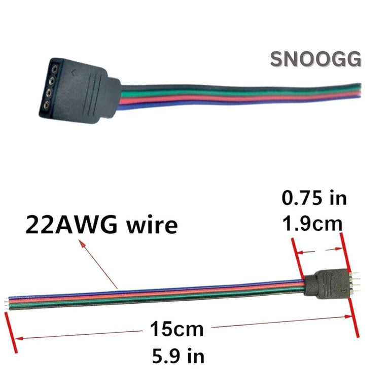 SNOOGG 10 Pack of 4 pin RGB Female and Male Needle pins Connector 5 Piece of Each for Power Source and Extension of Flexible led Strips