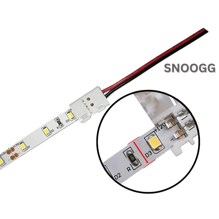 SNOOGG 26 Pack of Mix Bundle 8 mm connectors. 5 pc Each of I and L, 3 pc Each of T and Plus, 5 Each of connectors with 16 cm Wire 2 pin and 4 pin for Flexible LED Strip gapless Adaptor Terminal.