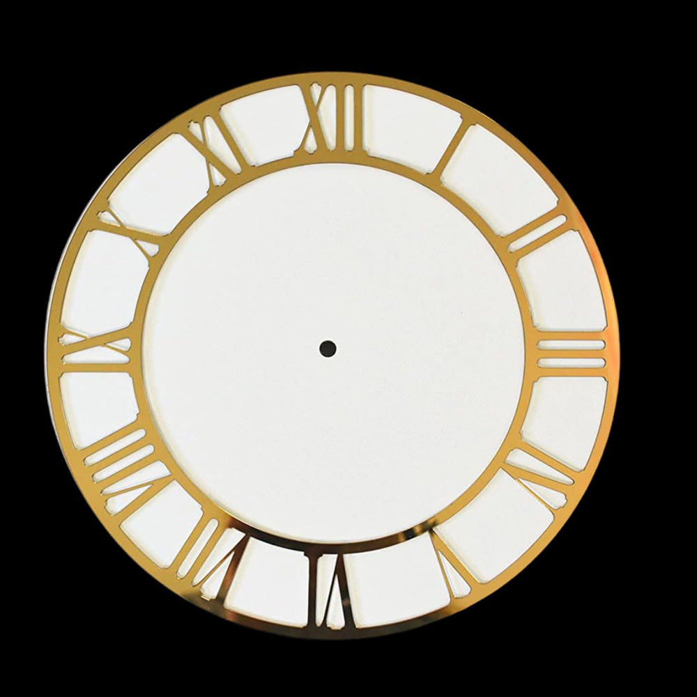 Snoogg 8 Inch Round Mirror Acrylic Clock Dial Plate of Roman Numerals and 8 Inch MDf Round Base Resin Accessories