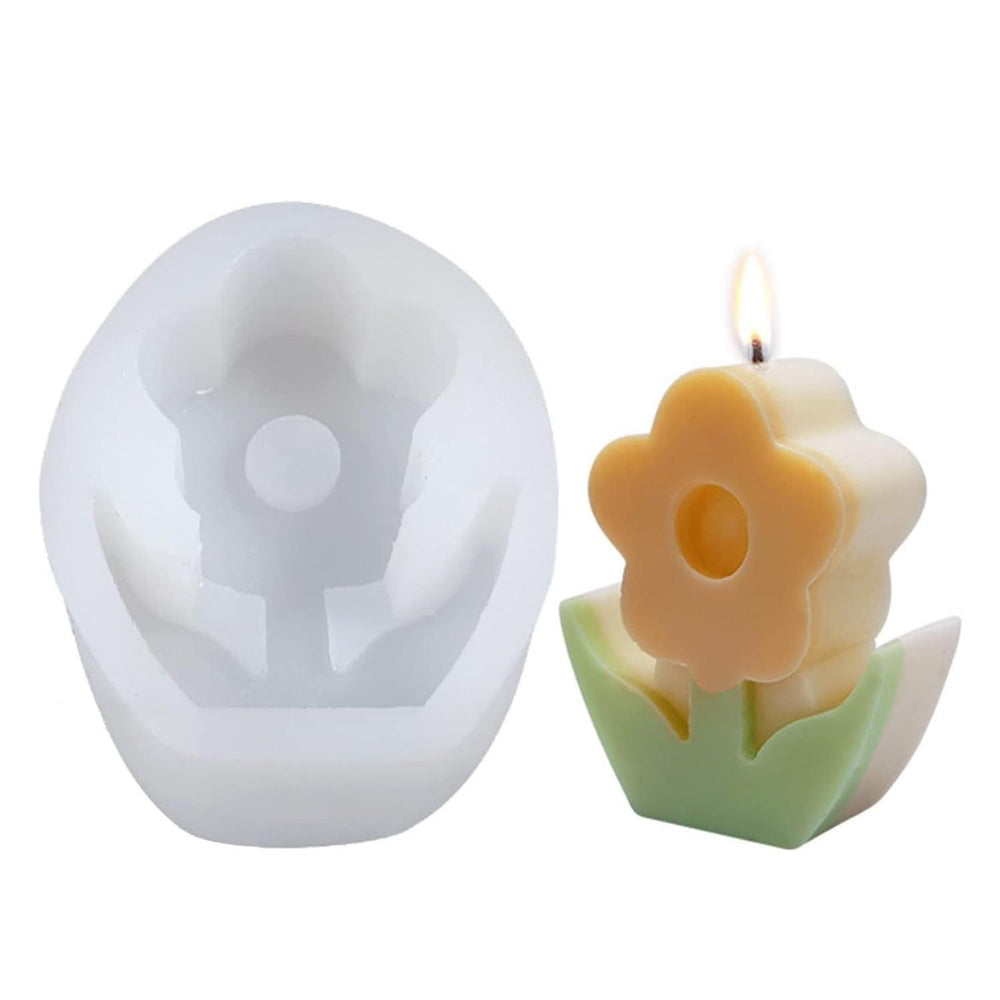 SNOOGG 3D Flower Candle Mold Silicone Mold for Candle Making Aromatic Stones Scented Candles, Soap Molds Silicone Craft Art Mold for Candle Making Handmade Soap, Bath Bomb, Lotion bar