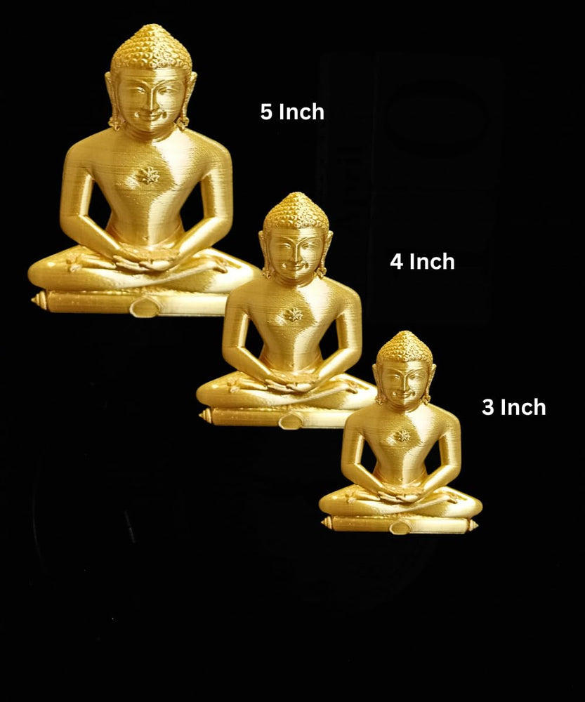 SNOOGG 3, 4, 5 Inch Set of Three Idol Statue of Lord Mahavira Jainism Tirthankar Statue for Resin Art Works, Religious Art Gifting and More - Gold