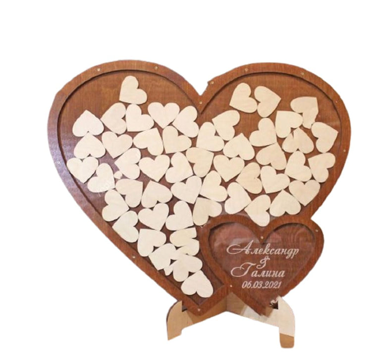 SNOOGG Rustic wedding decor to create a cosy and romantic atmosphere, heart-shaped guest book for weddings, anniversary receptions with wooden hearts drop box Pack of 2