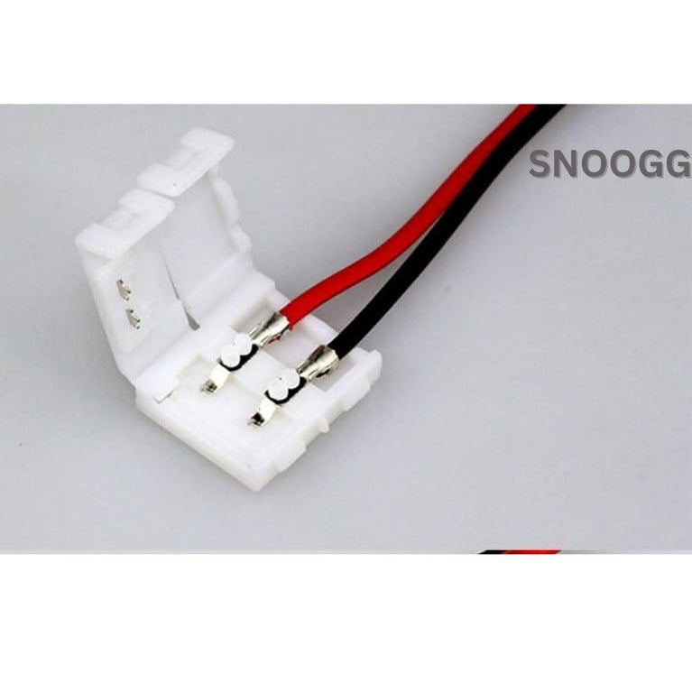 SNOOGG 20 Pack 2-Pin 8 mm with 16 CM 2 core 18 Guage Wire LED Light Strip Corner Connectors, Solderless and Gapless Adapter Terminal for Flexible LED Light Strip Connectors