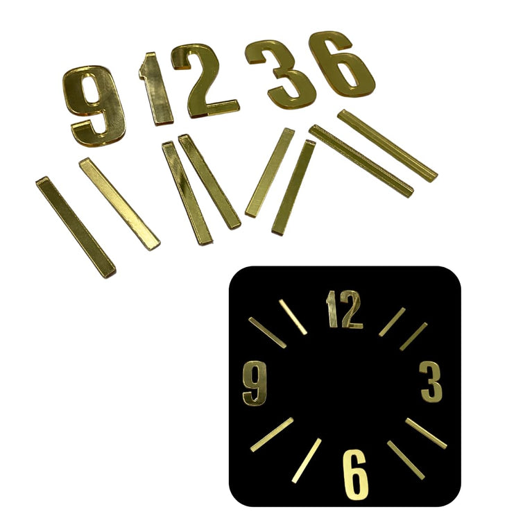 SNOOGG Pack of 3 Gold Acrylic Clock Numbering parts size 1 Inch for resin art clock making diy craft and more