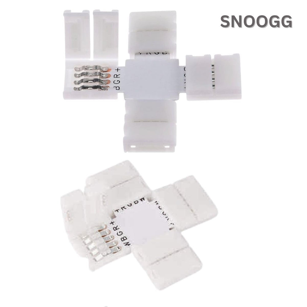 snoogg 8 mm 12 pack plus 4 way 4 pin rgb led light strip corner connectors right angle sold