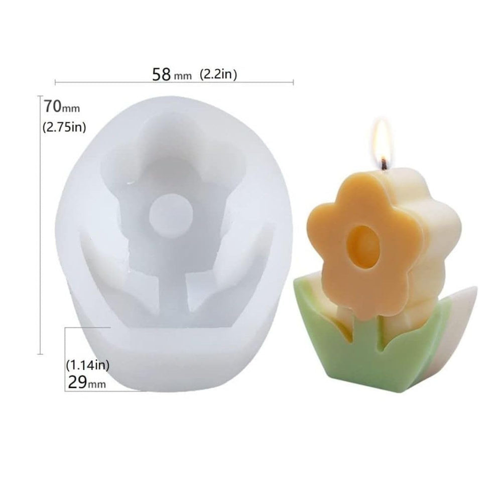 SNOOGG 3D Flower Candle Mold Silicone Mold for Candle Making Aromatic Stones Scented Candles, Soap Molds Silicone Craft Art Mold for Candle Making Handmade Soap, Bath Bomb, Lotion bar