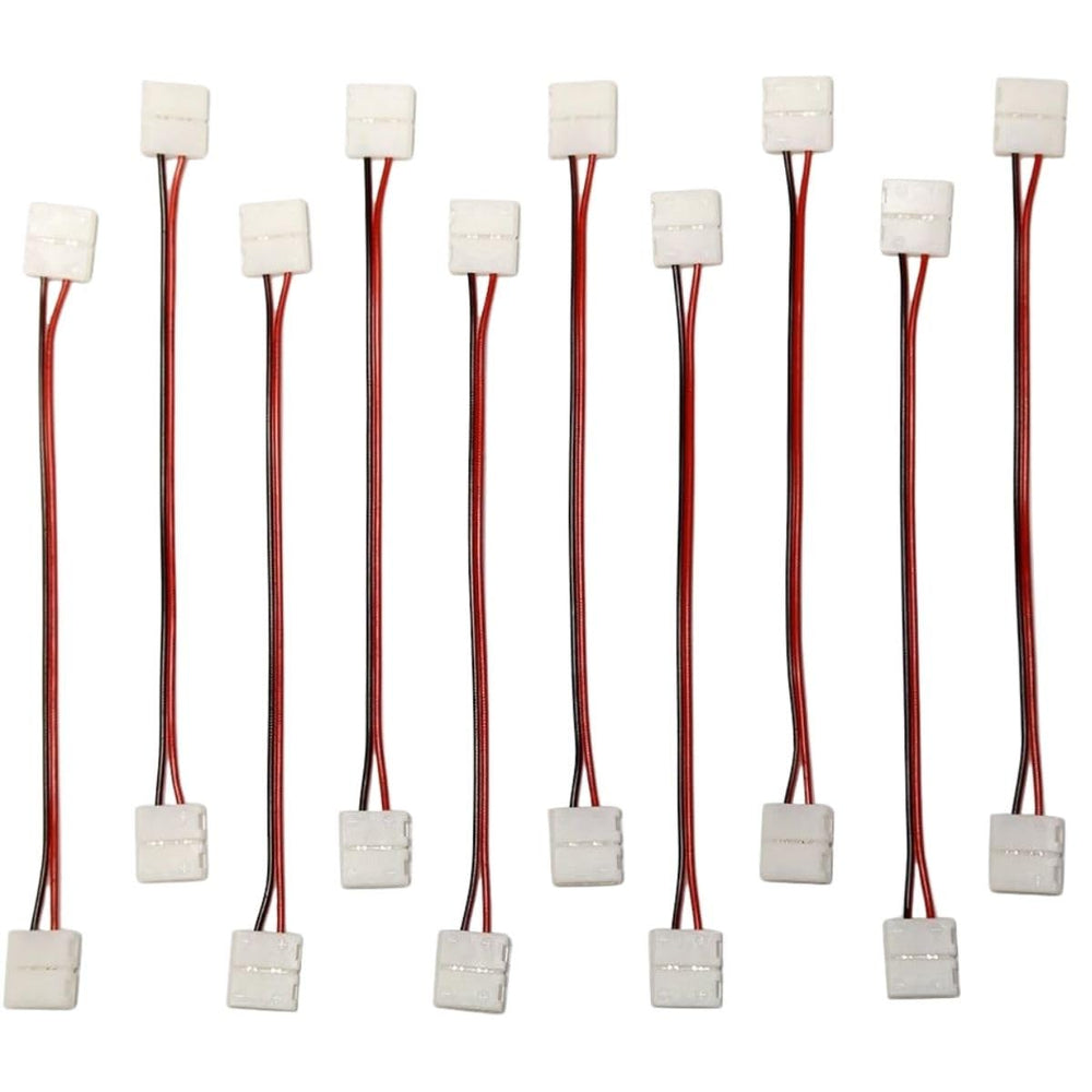 SNOOGG You Will Receive 20 Pack 10 mm 2 pin LED Light Strip Extension Connectors at Both Side with 16 CM 2 core Wire Solderless and Gapless Adapter Terminal