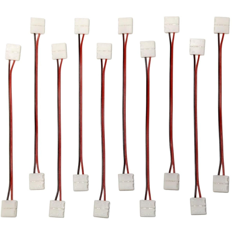 SNOOGG You Will Receive 20 Pack 8 mm 2 pin LED Light Strip Extension Connectors at Both Side with 16 CM 2 core Wire Solderless and Gapless Adapter Terminal