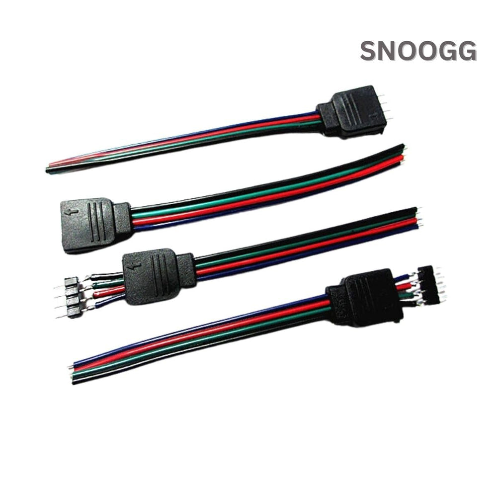 snoogg 10 pack of 4 pin rgb female and male needle pins connector 5 piece of each for power