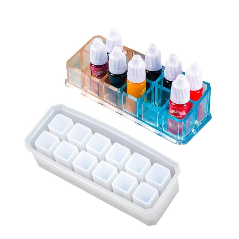 SNOOGG 10 Compartment Cosmetic Display Box and Small Balls Mold for Silicone Epoxy Resin Casting, DIY Project, Home Decor, Wedding etc.