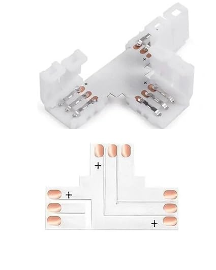 SNOOGG 12 Pack T Shape 3 pin Solderless and Gapless Connector 8 mm Unwired for LED Strips Terminal Extension 12V 72W