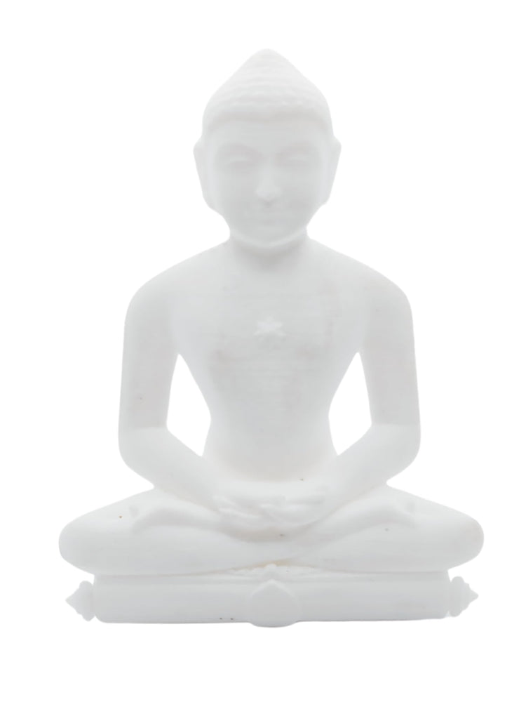 SNOOGG Lord Mahaveer Swami Murti Statue Idol Sculpture Figurine.in White Colour Size 5 inch