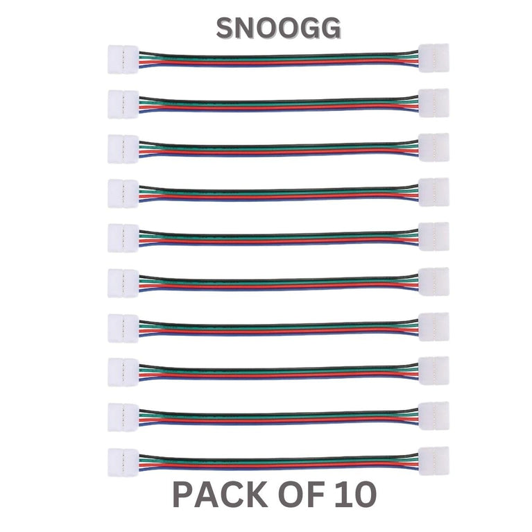 SNOOGG You Will Receive 10 Pack 8 mm 4 pin LED RGB Light Strip Extension Connectors at Both Side with 16 CM 2 core Wire Solderless and Gapless Adapter Terminal