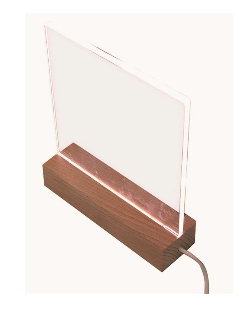 SNOOGG Erasable LED Sign, Wood Base: Acrylic Writing Board & 6 Pens. Ideal for Festival Message Displays, Office Memos & Illuminated Room Gifts