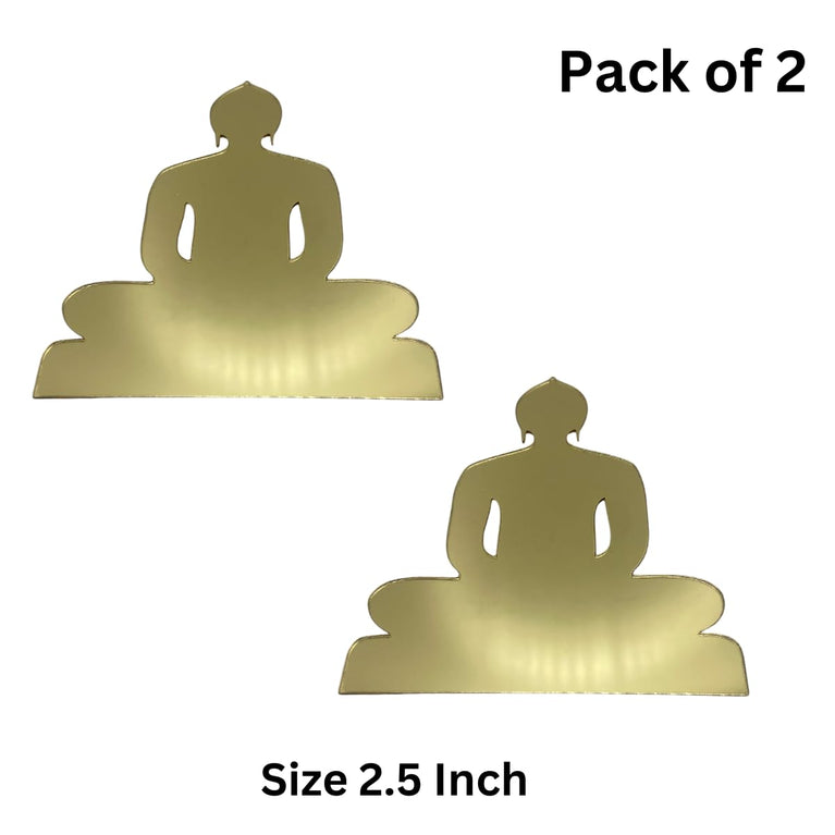 SNOOGG Size 2.5 Inch Golden Acrylic cutout of 24 Thirthankar Lord Mahavir swami pack of 2
