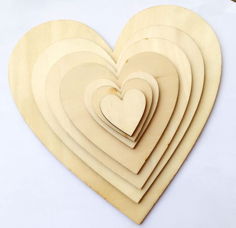 Snoogg MDF Pine Wood for Art and Craft for Resin Art, Mandala Art, Painting, Student Project, DIY Plaque Handicraft. Shape Heart Size 4 Inch Pack of 10