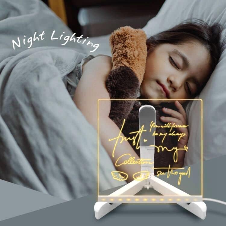 SNOOGG LED Note Board: 6 Pens, Stand. Acrylic Light Up Message & Drawing Tablet for Office Organization, Room Decor, Festival Greetings, Birthday Gift