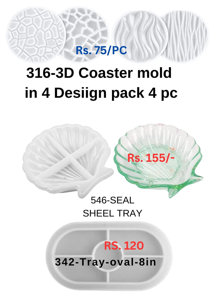 3D-4D-DESIGN 4IN AND SEASHELLTRAY-6IN AND OVAL 8IN TRAY