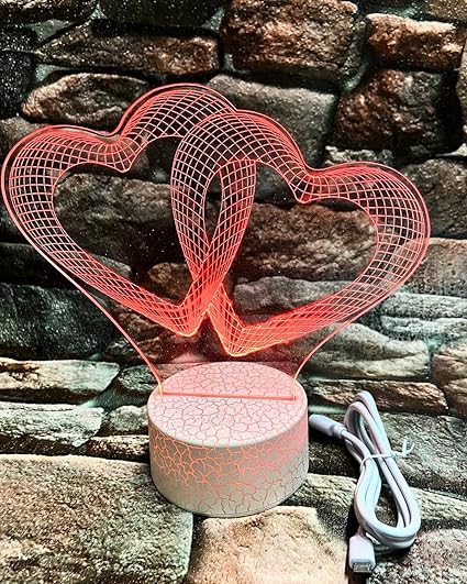 SNOOGG Valantine Heart Night Light lamp, Dimmable with Touch Function Sturdy ABS Base in Crack Design for Kids Teenagers Adults Families for Home Bedroom